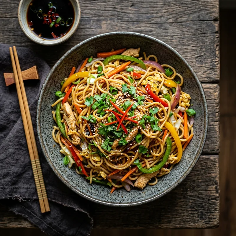 Hakka Noodles Indo Chinese — Indian indo-fusion dish served ready to eat
